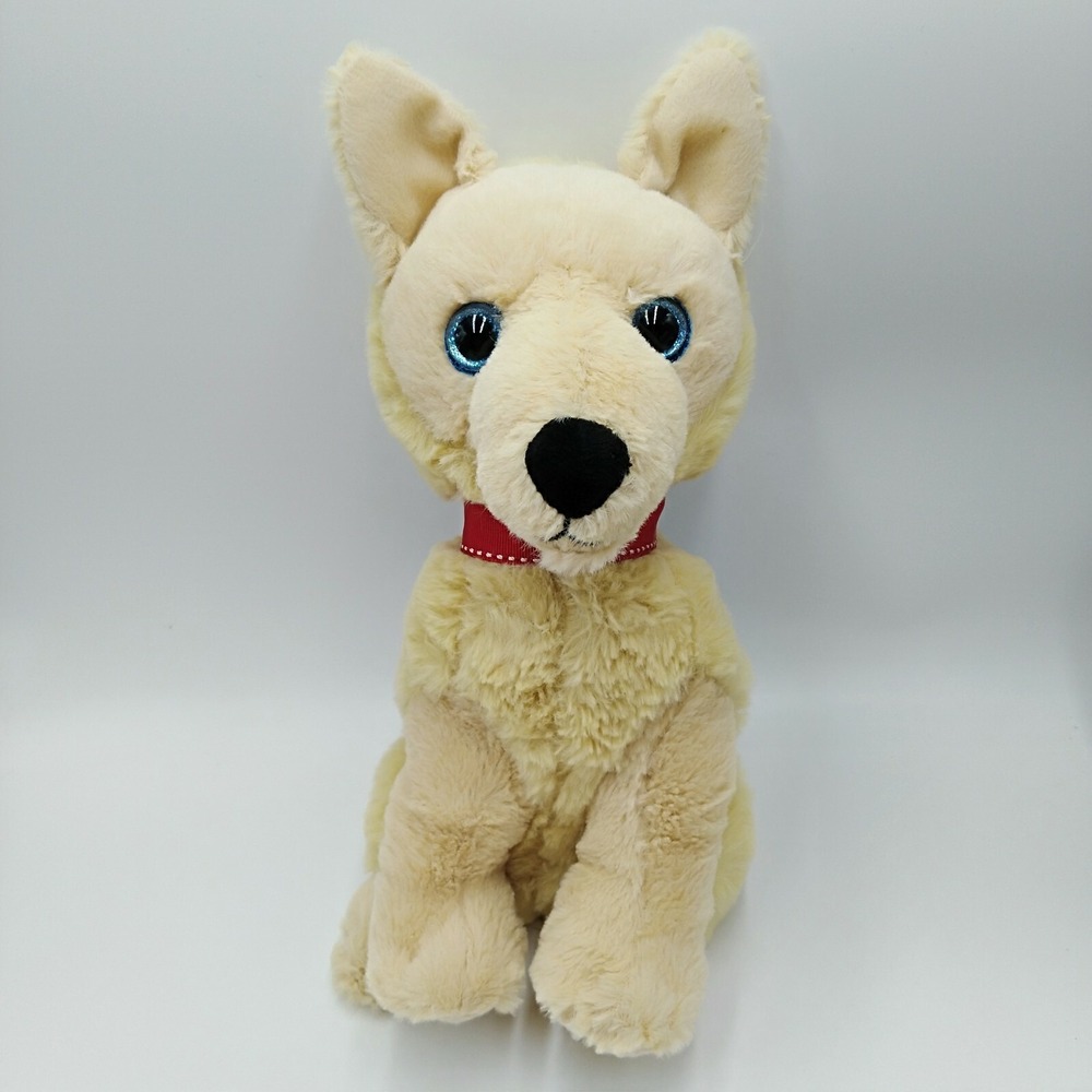 Goffa German Shepherd Dog Toy Soft Sitting Puppy Red Collar Plush Stuffed 12"